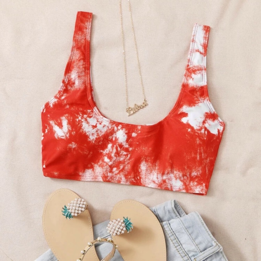 Red Tie Dye SHIEN Bikini Top Size S